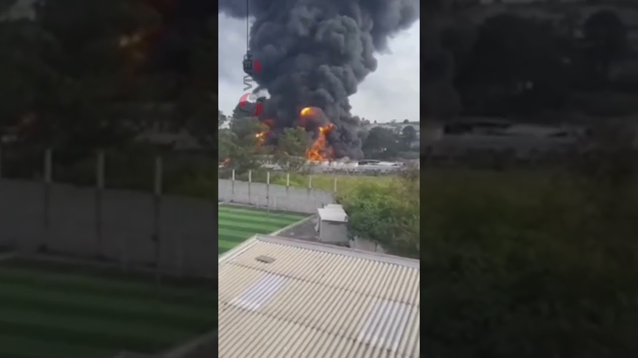 Incêndio de grandes proporções atinge fábrica de solventes na Grande São Paulo.