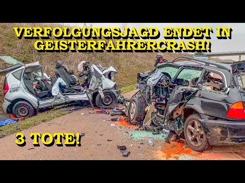 +++ DREI TOTE BEI GEISTERFAHRER-CRASH +++ VERFOLGUNGSJAGD MIT POLIZEI ENDET IN HORRORUNFALL AUF A38
