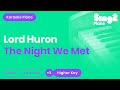 Lord Huron - The Night We Met (Higher Key) Karaoke Piano