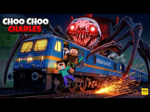 Escaping Choo Choo Charles On Train in Minecraft 😱