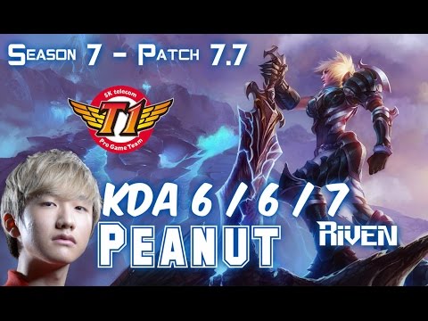 SKT T1 Peanut RIVEN vs LEE SIN Jungle - Patch 7.7 KR Ranked