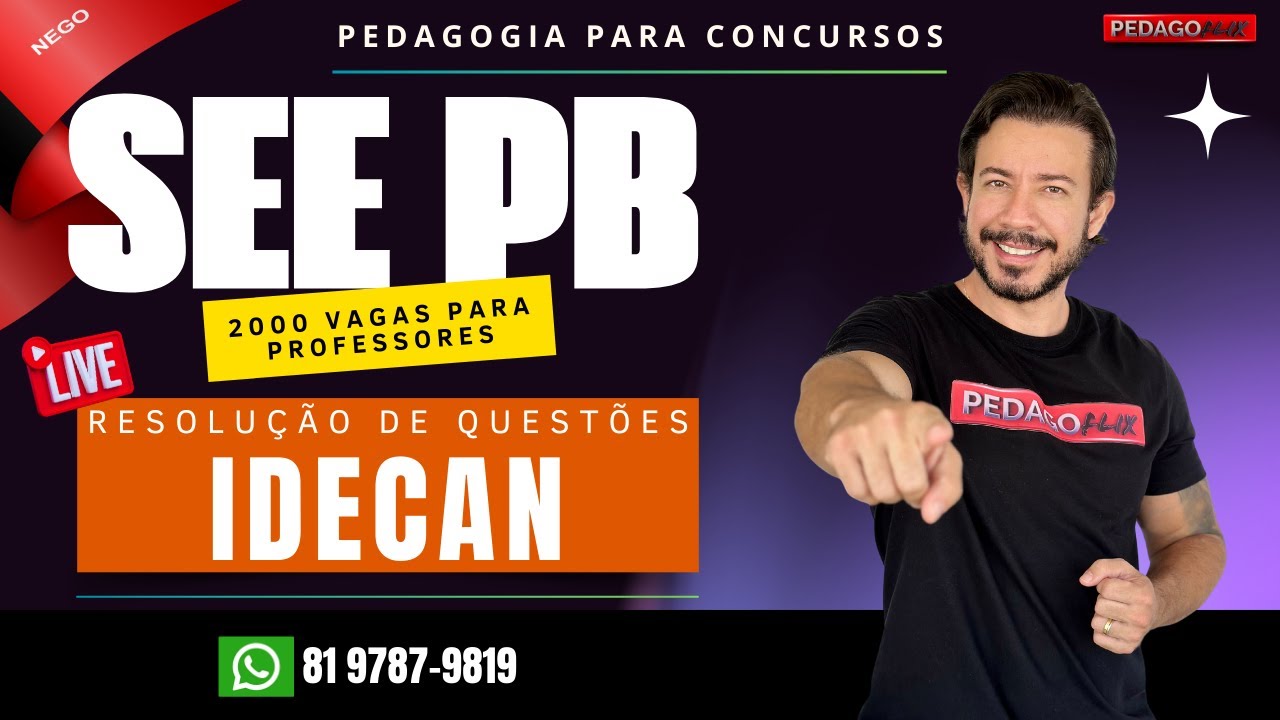 🔴 Ao vivo: SEE PB - Resolução de questões da banca IDECAN