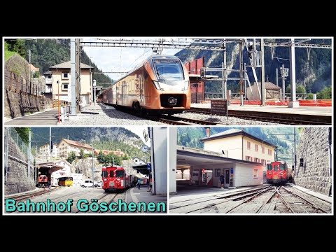 Matterhorn-Gotthard-Bahn (Schöllenenbahn) beim Bahnhof Göschenen, Kanton Uri, Schweiz 2021