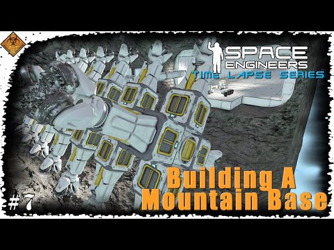 Space Engineers Time Lapse Series: Building A Mountain Base - Car Wash Drill Design? EP7