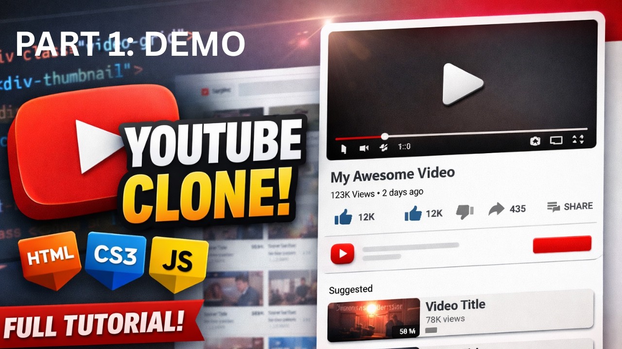 Create a YouTube Clone Using HTML, CSS & JavaScript (Complete Guide) #coding #youtubevideos