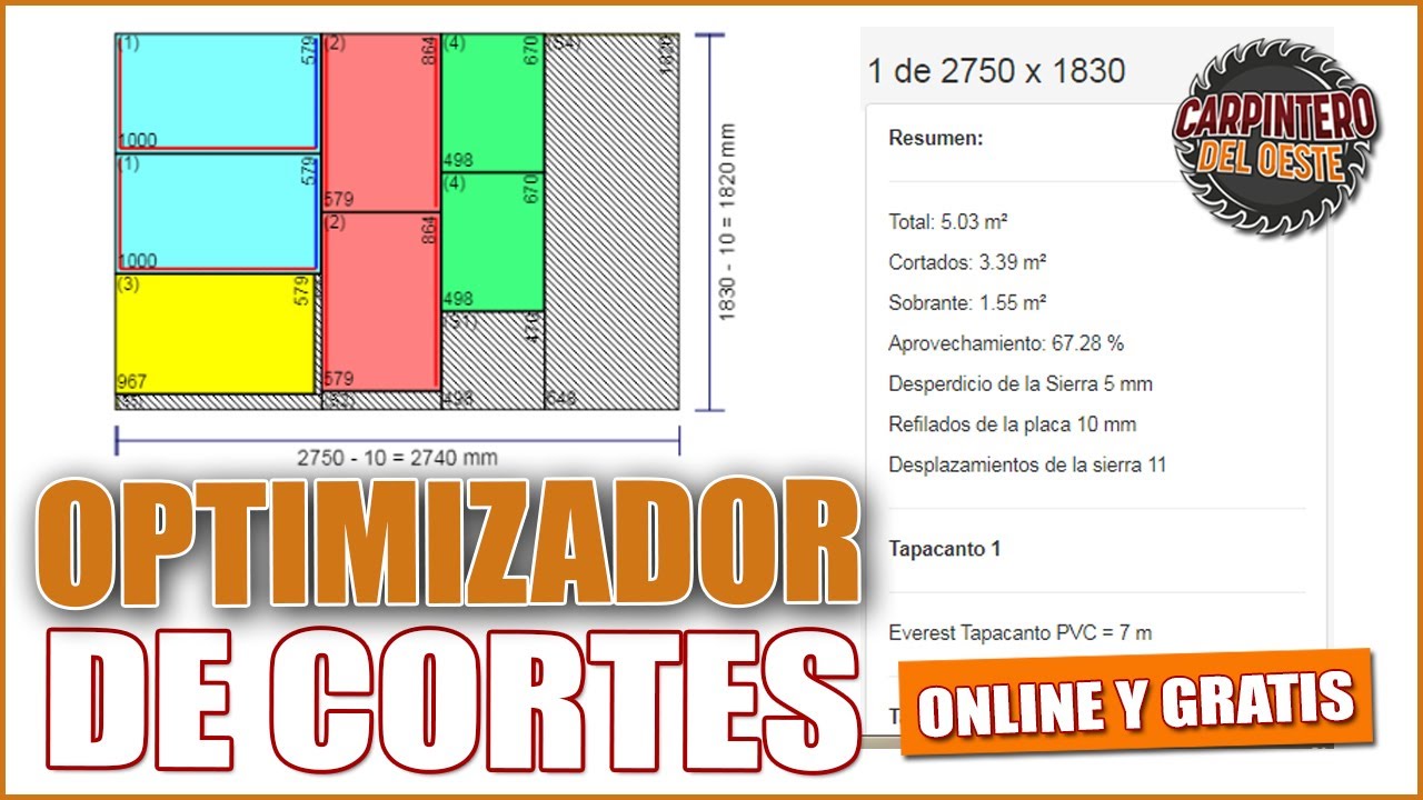 OPTIMIZADOR DE CORTES PARA TUS PROYECTOS EN CARPINTERIA // ONLINE Y GRATIS