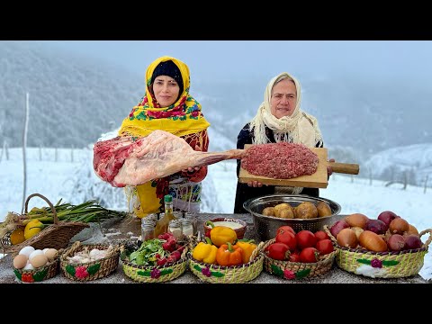 Mix of Snowy Day Cooking: Lamb Leg & Turkey Recipe, Baking Fresh Bread