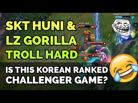SKT T1 Huni and LZ Gorilla Troll Hard | LOL Funny Moments