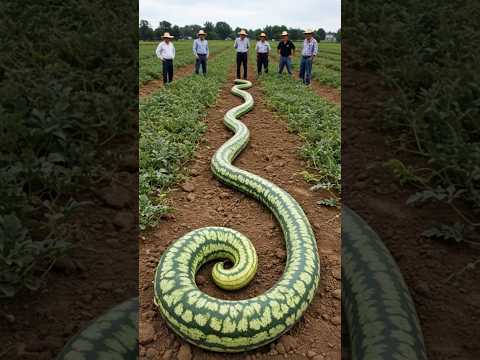 Farmers collect snake-shaped watermelons#smartfarming #organicfarming #gardeningtips #farming
