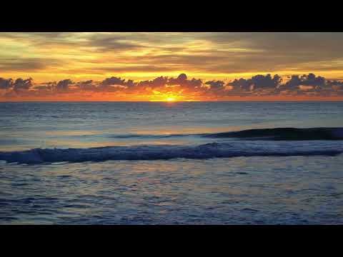 Orange Beach Sunset with Gentle Ocean Waves, Nature ASMR, 2H in 4K