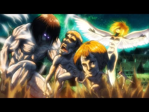 Mikasa, Armin , Jean, Historia, Connie turn into titans | Attack on Titan Ova clip