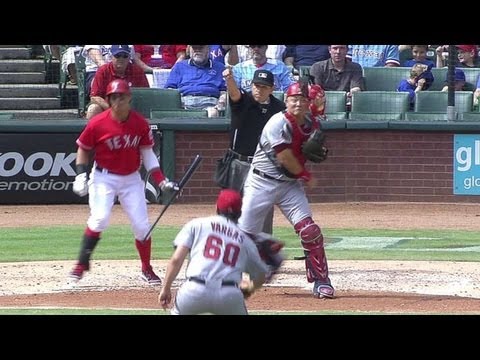 LAA@TEX: Conger fields bunt, starts 2-6-3 double play