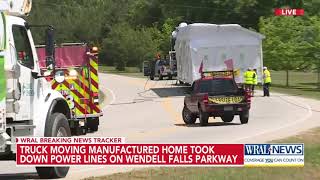 House brings down powerlines on Wendell Falls Parkway