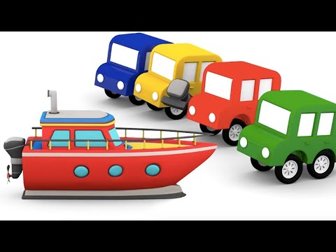 Lehrreicher Zeichentrickfilm - Die 4 kleinen Autos bauen ein Boot - Deutscher Cartoon