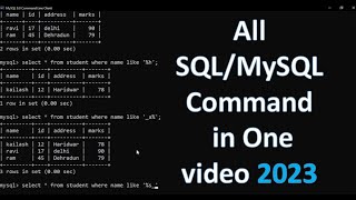 Complete SQL Query in One Video | SQL Tutorial for Beginners| Complete MYSQL Query in One Video 2023