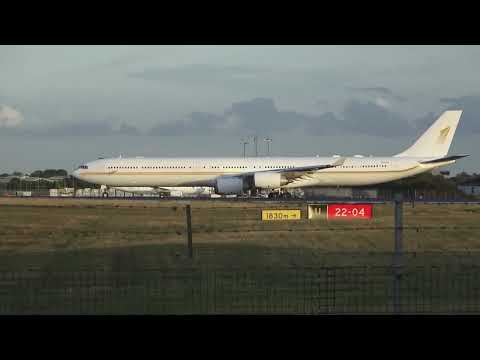 Sky Prime Aviation A340 -642  HZ-SKY Arrival and Departure London - Stansted #a340 #londonstansted