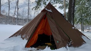 Hot Tent Overnighter, 4 inches of Snow