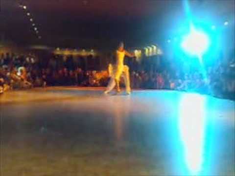  Andrea Misse  and  Javier Rodriguez  are  dancing  to  the  tango  "  Nochero Soy  "
