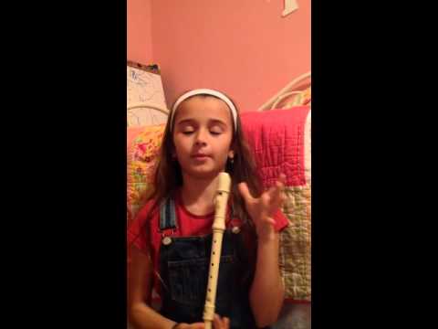 Playing twinkle twinkle little star on the recorder for the first time!