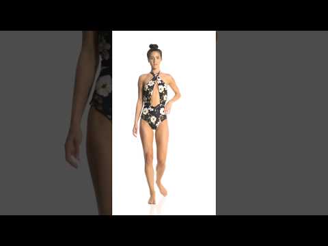 Beach Riot X Stone Cold Fox Paige High Neck Halter One Piece Swimsuit | SwimOutlet.com