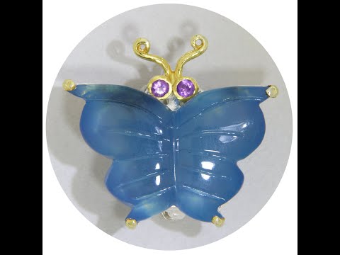 Brosa Pandantiv Argint 925 Accente Aurite Acvamarin Ametist Naturale Fluture Butterfly