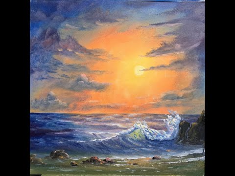 peindre un coucher de soleil sur la mer!