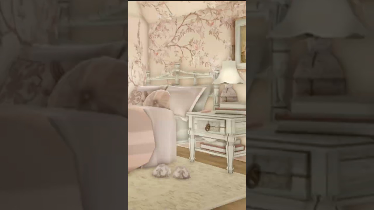 The most perfect blush bedroom in bloxburg 💗🦢#bloxburg #bloxburgbuilds