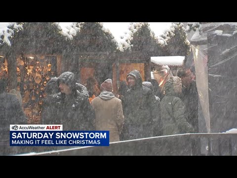 Some tourists and holiday shoppers enjoy Chicago snowstorm
