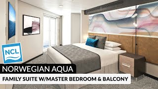 Norwegian Aqua | Family Suite with Master Bedroom & Balcony Tour & Review | 4K
