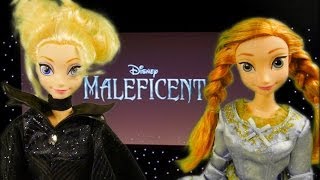 Frozen Elsa and Anna Watch Maleficent Movie with Princess Aurora Opening Night! Disney Barbie Doll E