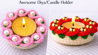 Crochet🪔Dia/Candle🕯️Holder | DIY Diwali Dia Decorations🪅🎄🪩
