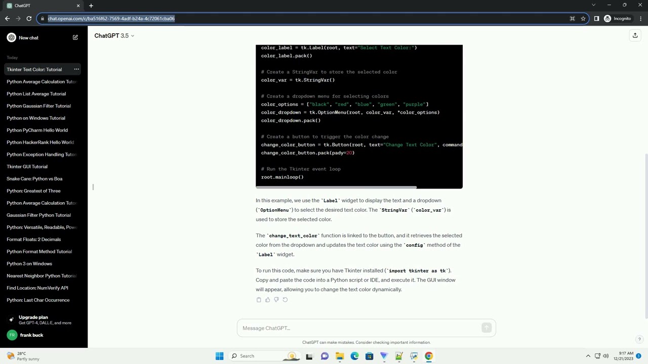 how to change text color in python tkinter