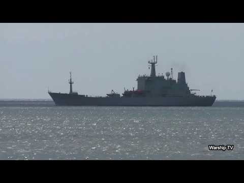 ROYAL NAVY SURVEY SHIP HMS SCOTT H131 IN PLYMOUTH SOUND PREPARES TO ENTER DEVONPORT NAVAL BASE
