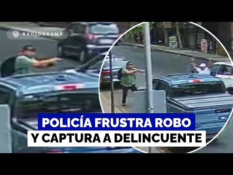 El momento en que carabinero frustra robo a la salida de banco y captura a delincuente