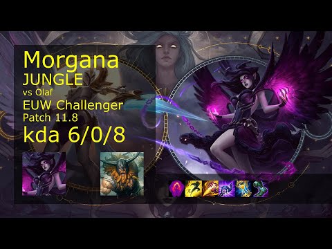 Morgana vs Olaf Jungle - EUW Challenger 6/0/8 Patch 11.8 Gameplay
