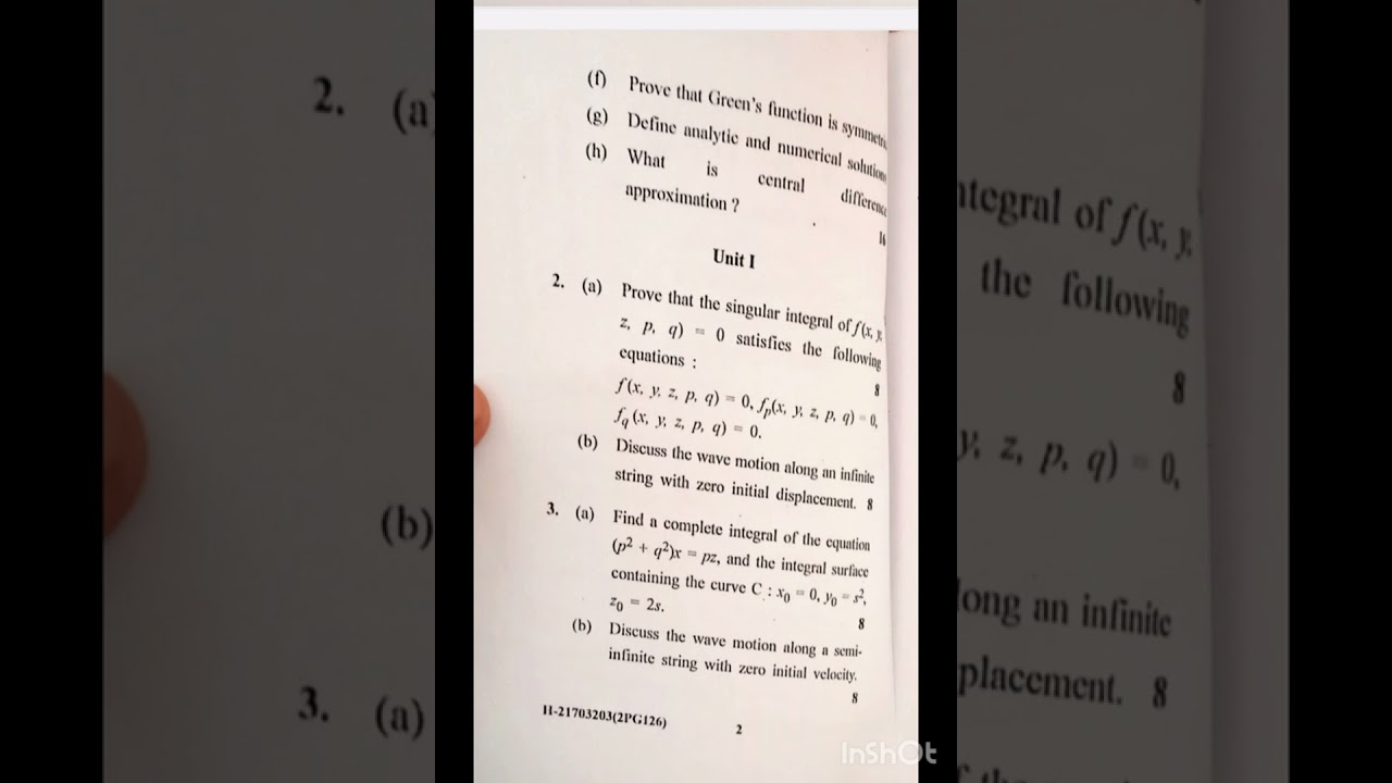 Partial Differential Equation Msc Mathematics 2nd sem 2022 ||Cblu||