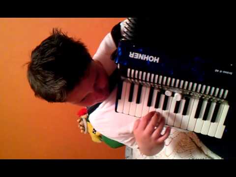 Lorenzo Lucchesi practices accordion.
