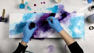 (903) *NEW* Mixed Media Galaxy Acrylic Pour Painting, Acrylic Inks and Rubbing Alcohol