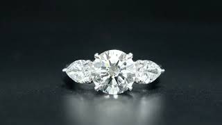 Natural Round Cut 3 Stone Pear Cut Diamond Engagement Ring