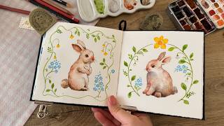 Watercolor Bunny & Spring Flowers πΏ Calm Painting Tutorial