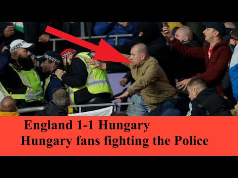 England 1-1 Hungary : Hungary fans fighting the Police and protest against taking the knee