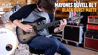 Video thumbnail for No Talking...Just Tones | Mayones Duvell BL 7 Trans Natural Black Burst Matte by Peach Guitars
