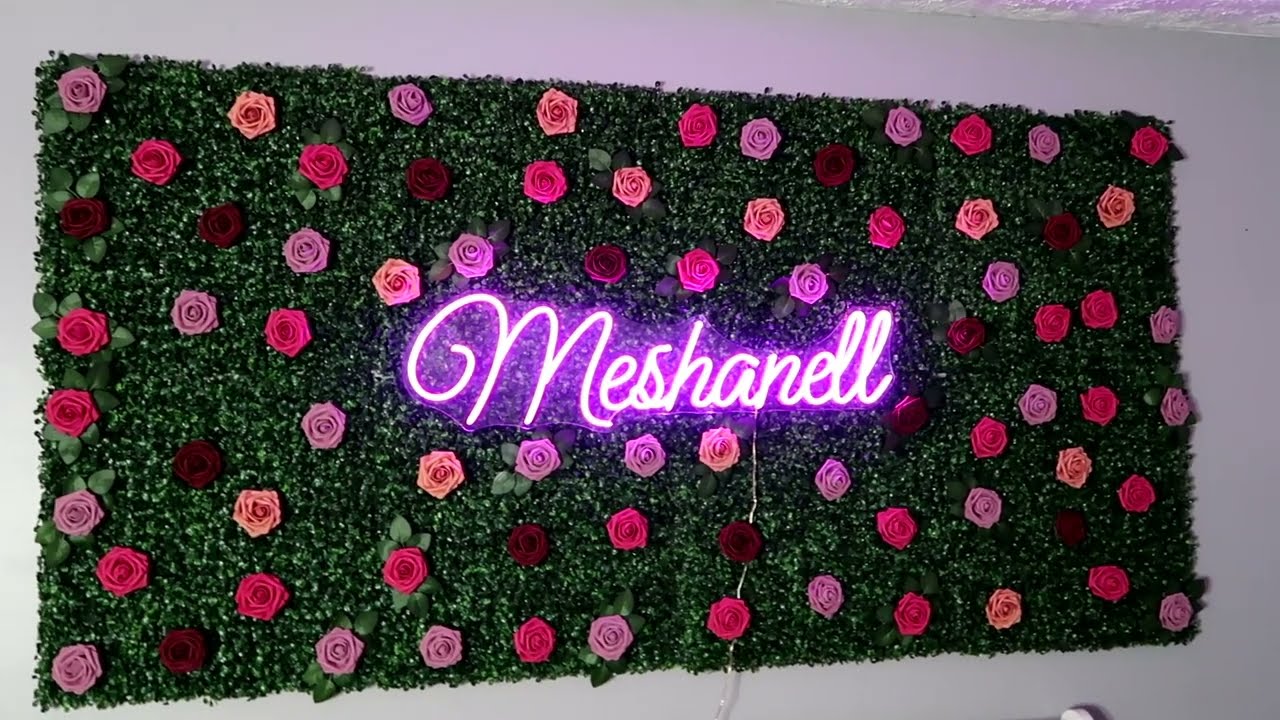Easy DIY Flower Wall With Neon Sign