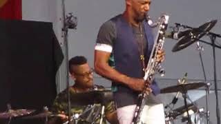a small portion of Marcus Miller performing "Preacher's Kid" at 2018 jazz fest