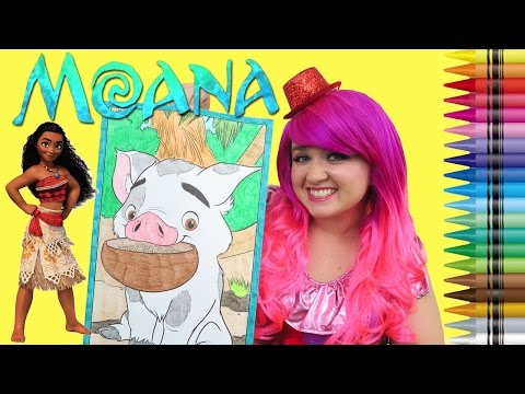 Coloring Pua Moana Disney GIANT Coloring Book Page Crayola Crayons | KiMMi THE CLOWN Video