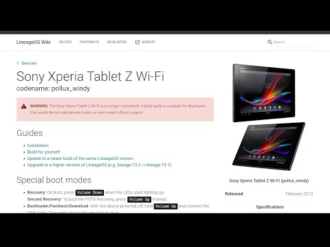 Sony Xperia Tablet Z (SGP321) Lineage-15.1 Android Oreo update