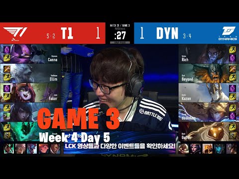 T1 vs DYN - Game 3 | Week 4 Day 5 S10 | LCK Summer 2020