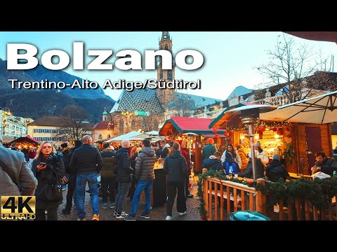 Bolzano, Italy 🇮🇹 | A Festive Winter Walking Tour in 4K