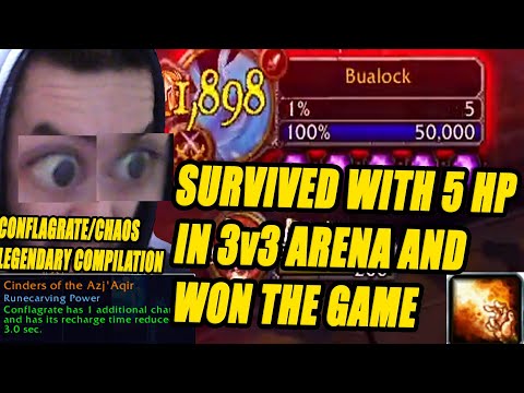 Conflagrate/Chaos Bolt Legendary Gameplay 210 iLvL Destruction Warlock - Ranked Arenas - Shadowlands