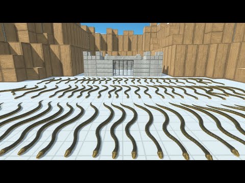100 Green Anaconda Snakes vs ALL TEAMS Animal Revolt Battle Simulator